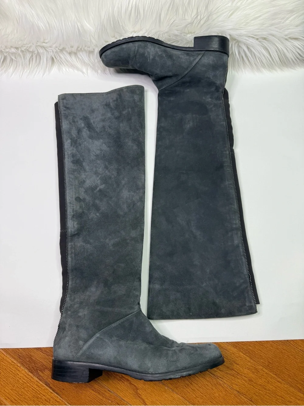 Stuart Weitzman Women Over-the-Knee Suede Boots Gray Shoes Size 8.5